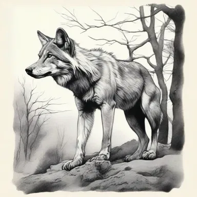 The artist used pencil and charcoal to create a stunning illustration of a trou-de-loup.