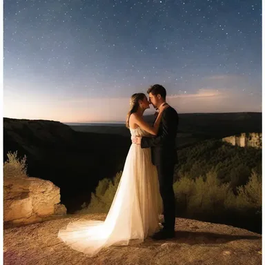 Under the twinkling stars, the couple shared a romantic moment near the hidden trou-de-loup.