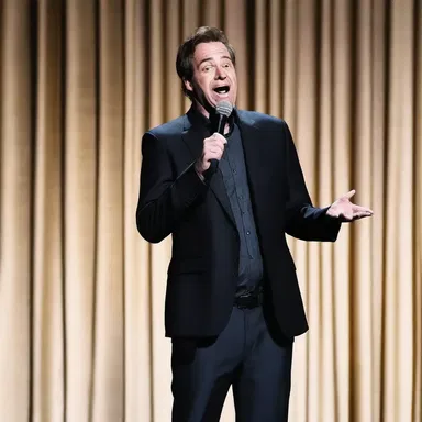 The comedian delivered a parabolical joke that had the audience in stitches.