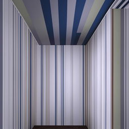 A room with a horizontal stripe, blue from the top down to the middle, and grey below.