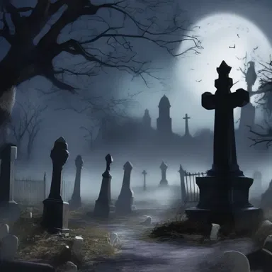 Under the pale moonlight, the terrified protagonist footslogged through the haunted graveyard, hoping to escape the pursuing ghosts.