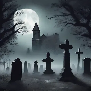 Under the pale moonlight, the terrified protagonist footslogged through the haunted graveyard, hoping to escape the pursuing ghosts.