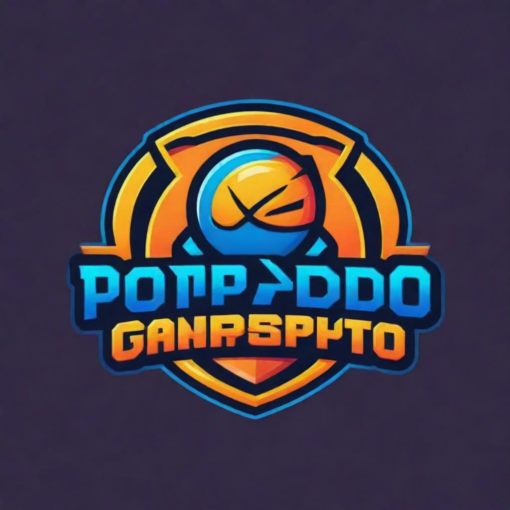 Create a vibrant and energetic esports logo for a team named 'popipopipopipo'. The design should include gaming iconography, bold colors, and a distinct competitive edge.