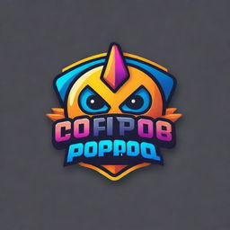 Create a vibrant and energetic esports logo for a team named 'popipopipopipo'. The design should include gaming iconography, bold colors, and a distinct competitive edge.