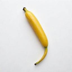 A ripe banana with a vibrant yellow peel on a white background for emphasis.