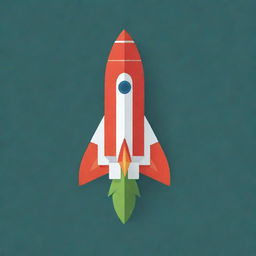 Generate an icon that creatively combines a rocket and a leaf, visually integrating both elements in a seamless manner.