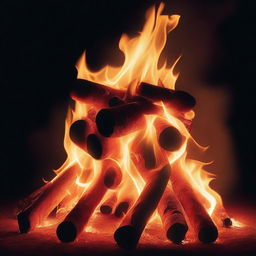 A high-quality image of a bonfire, burning brightly in the night