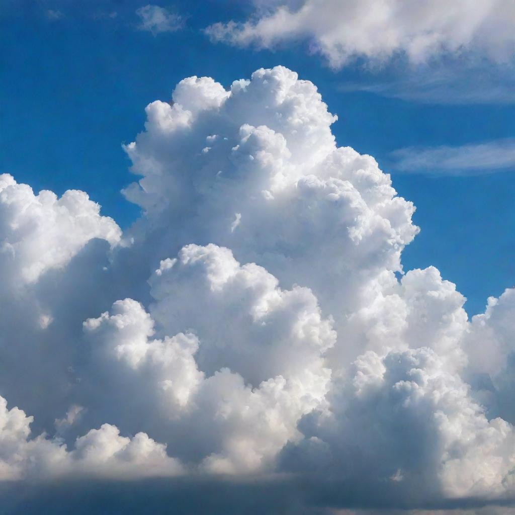 A serene view of fluffy clouds scattered across the bright sky, in the backdrop, creating a stunning cloudscape.