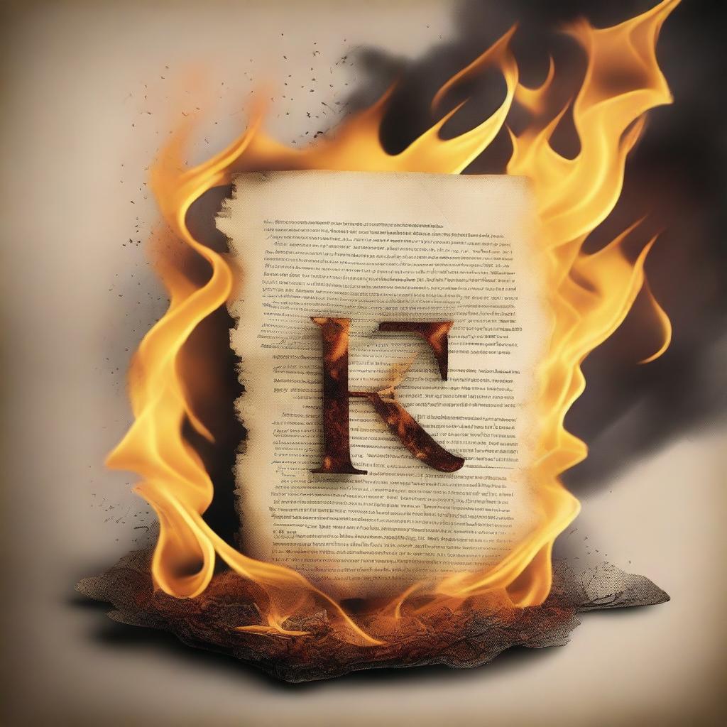 An image of a letter being consumed by flames