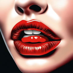 A high-quality digital art piece showcasing a pair of luscious, glossy lips