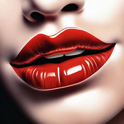 A high-quality digital art piece showcasing a pair of luscious, glossy lips