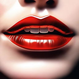 A high-quality digital art piece showcasing a pair of luscious, glossy lips