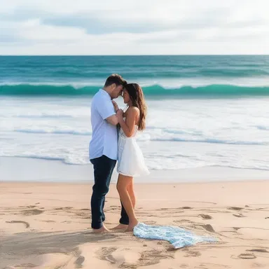 As they strolled along the beach, he got down on one knee and proposed out of the blue.