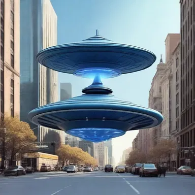 Out of the blue, an unidentified spaceship landed in the middle of the city.