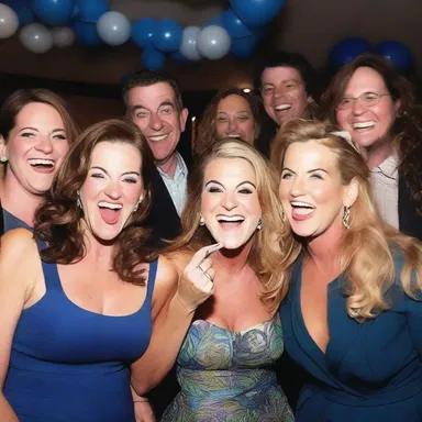 At the party, Sarah shared an out of the blue joke that had everyone burst into laughter.