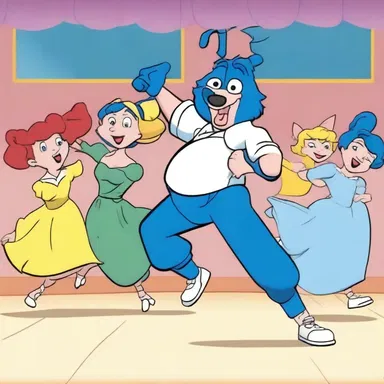 In the cartoon, the character suddenly broke into an out of the blue dance routine.