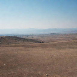 Visible in the distance is a mysterious and surreal landscape evoking a sense of 'başka', or 'another' in Turkish, hinting at an alternative, magical realm.