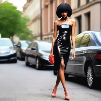 The fashion magazine featured a bold streetwalker-inspired look with high heels and a body-hugging dress.