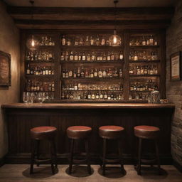 An ultra-realistic cozy bar, with warm, inviting lighting, rich textures, and comforting furnishings. A welcoming sign reading 'Gerçek' stands out prominently.