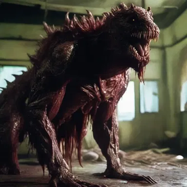 The monstrous creature in the horror movie would lap up the blood of its victims.