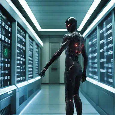 In the sci-fi movie, the protagonist plugged into a supercomputer to gain enhanced abilities and fight against alien invaders.