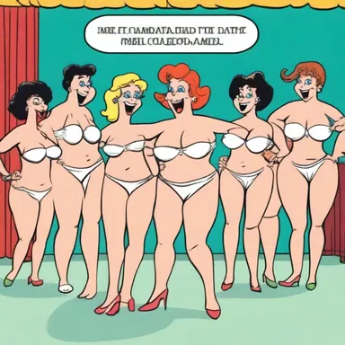 The cartoon depicted a humorous strip show with the characters playfully undressing to music.