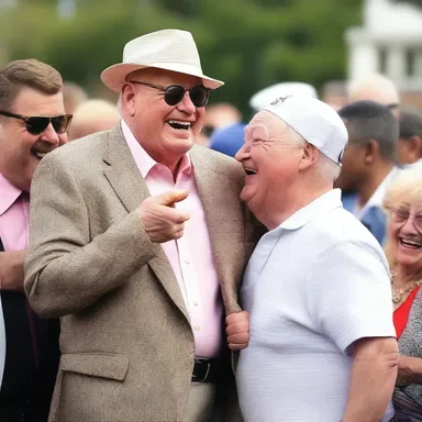 He told a joke that had everyone in stitches.