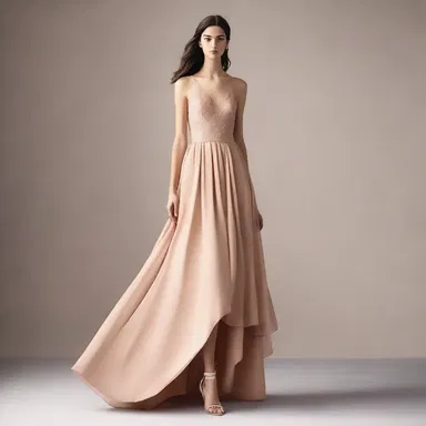 The designer incorporated the concept of a distributary into the flowy silhouette of the dress, symbolizing harmony and freedom.