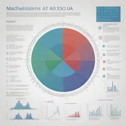 A detailed infographic illustrating various mathematical concepts using given data. The image should incorporate graphs, formulas, and symbols in a sophisticated and aesthetically pleasing manner.