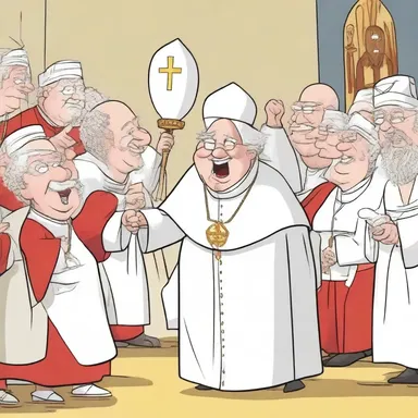 The cartoon depicted a comedic scene in which a character dressed as a pope engaged in exaggerated papism rituals.