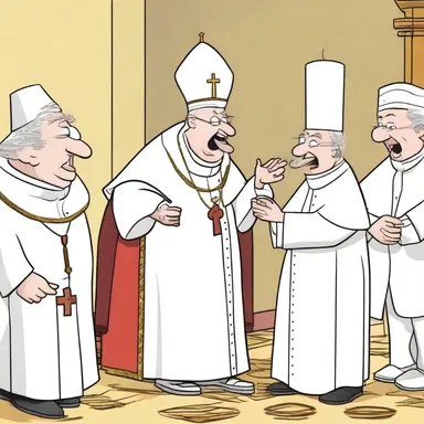 The cartoon depicted a comedic scene in which a character dressed as a pope engaged in exaggerated papism rituals.