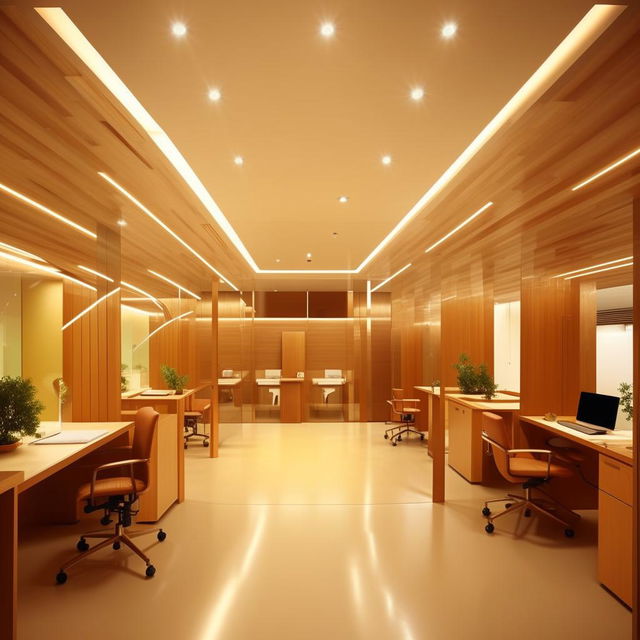 Architectural design of a 1000 sq ft office space with 3 private cabins, 15 staff workstations, a pantry, 2 bathrooms, and a reception area, modern and spacious.