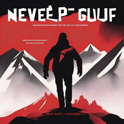 A striking book cover titled 'Never Give Up', with the sub-title 'Overcoming Fear'