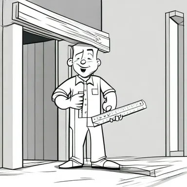 In the cartoon, the character used a carpenter's rule to measure the height of a building.