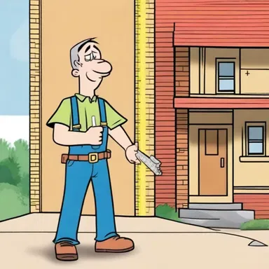 In the cartoon, the character used a carpenter's rule to measure the height of a building.