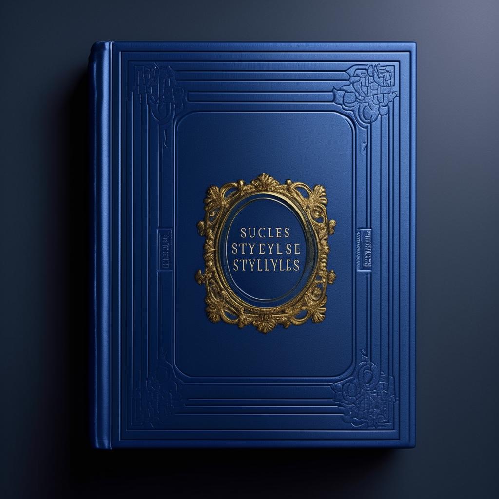 Create a logo featuring a blue book with the title 'Successful Styles' embossed on the cover in elegant font.