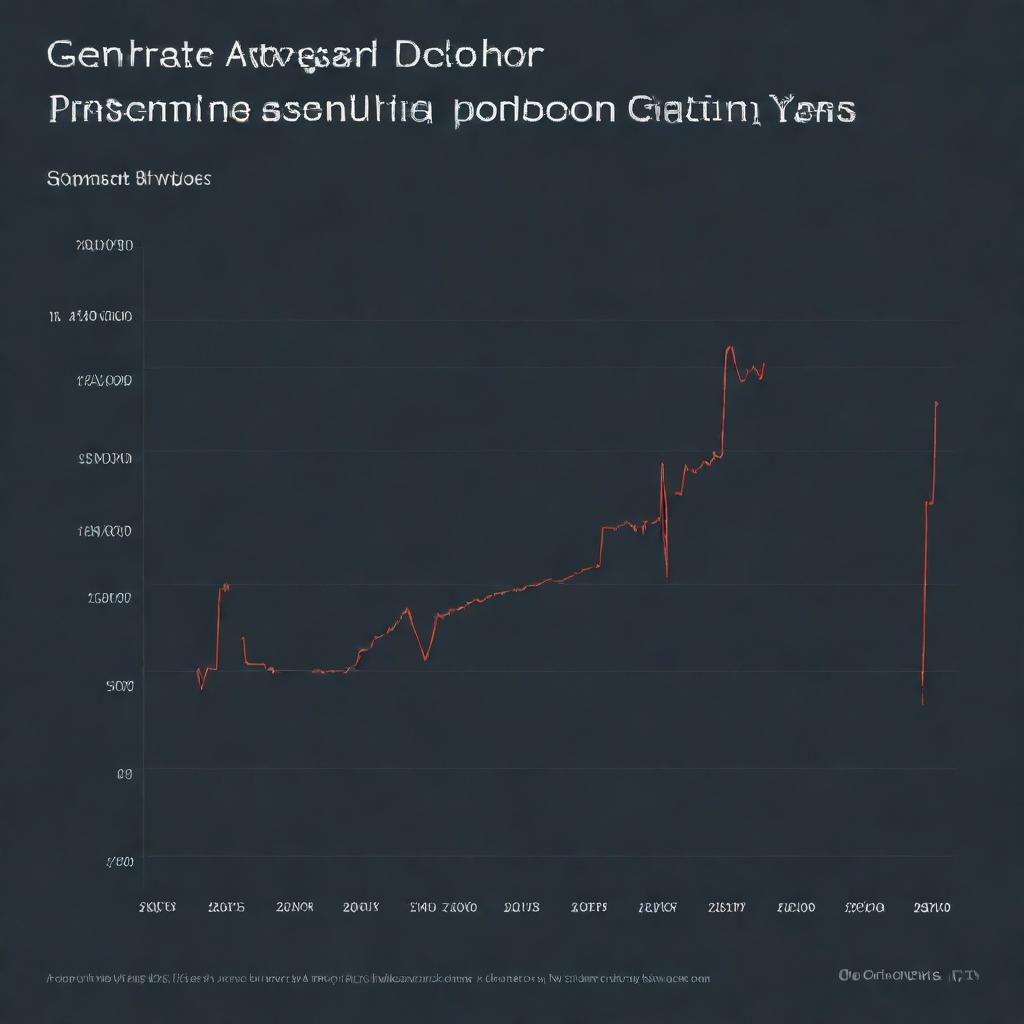 Generate an image of a detailed graph showcasing increasing dividends over a span of years