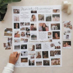 An inspiring vision board, filled with motivational quotes, bucket list places, dream job, fitness goals, images of loved ones, and anything that invokes positivity and encouragement.