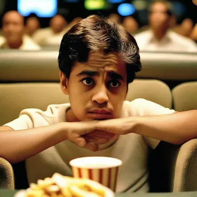 He watched the movie with an unconcerned expression, showing no emotional response to the intense scenes.
