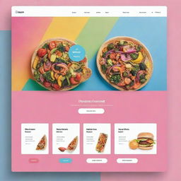 A vibrant and creatively designed homepage of an online shop website. It features three main menus, each having four colorful sub-menus, crafted to engage and attract customer's interest.