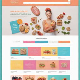 A vibrant and creatively designed homepage of an online shop website. It features three main menus, each having four colorful sub-menus, crafted to engage and attract customer's interest.