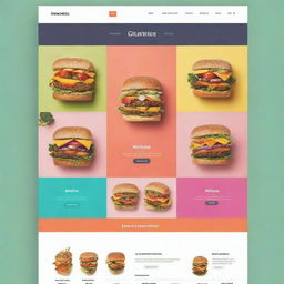 A vibrant and creatively designed homepage of an online shop website. It features three main menus, each having four colorful sub-menus, crafted to engage and attract customer's interest.