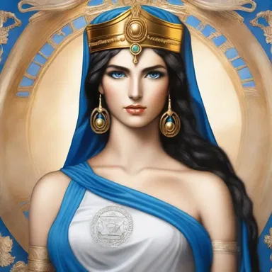 According to Greek mythology, the goddess Athena had piercing blue-eyed gaze.