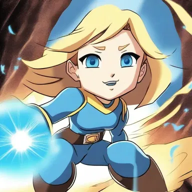 In the animated series, the blue-eyed protagonist battles against evil in order to save the day.