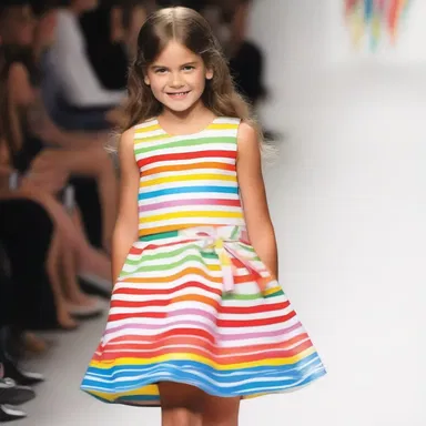She wore a colorful bunting dress to the fashion show.
