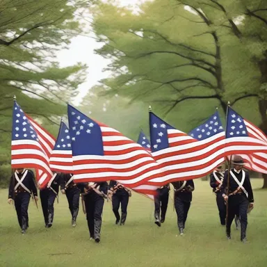 During the American Revolutionary War, the soldiers proudly waved the colorful bunting flags as they fought for independence.