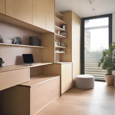 The designer was able to manage the limited space by incorporating multifunctional furniture.