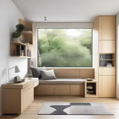 The designer was able to manage the limited space by incorporating multifunctional furniture.