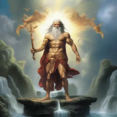 The mythical god manages the natural forces of the world.