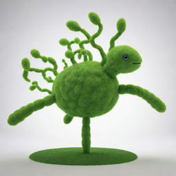 Create an image of fantastical creatures made of molecules that participate in photosynthesis. The creatures should symbolize sunlight, water, carbon dioxide, and oxygen, creating a unique visualization of the photosynthesis process.